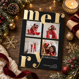 Modern Bold Typography Black 4 Photo Merry