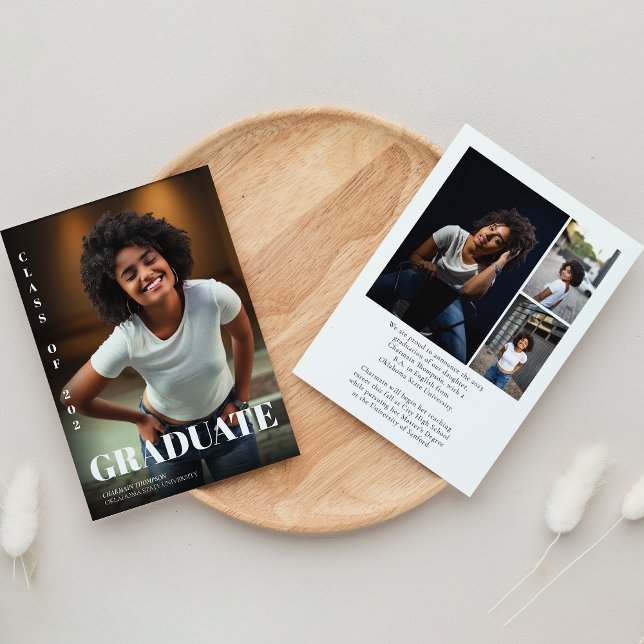 Modern Bold Typography Black and White Graduation Announcement (Creator Uploaded)