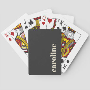 Modern Bold Typography Black Monogrammed Name Playing Cards