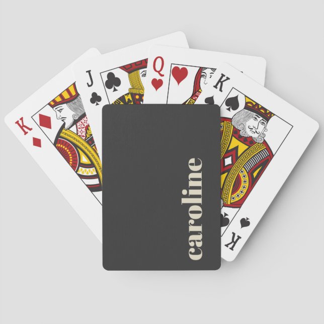 Modern Bold Typography Black Monogrammed Name Playing Cards (Back)