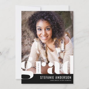 Modern Bold Typography Black Photo Graduation Announcement