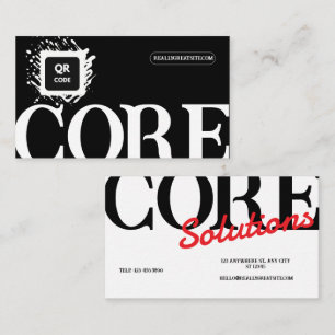 Modern Bold Typography Black White and Red QR Code Business Card