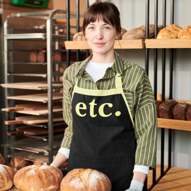 Modern Bold Typography Black & Yellow Script Apron (Creator Uploaded)