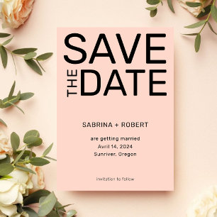 Modern Bold Typography Blush Pink Wedding Save The Date