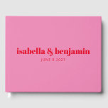 Modern Bold Typography Bright Pink and Red Wedding Guest Book<br><div class="desc">Personalised Modern Bold Typography Bright Pink and Red Wedding Guest Book</div>