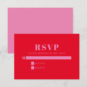 Modern Bold Typography Bright Pink and Red Wedding RSVP Card