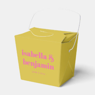 Modern Bold Typography Bright Pink Yellow Wedding Favour Box