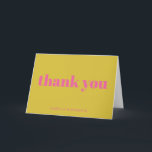 Modern Bold Typography Bright Pink Yellow Wedding Thank You Card<br><div class="desc">Personalised Modern Bold Typography Bright Pink and Yellow Wedding Thank You Card</div>