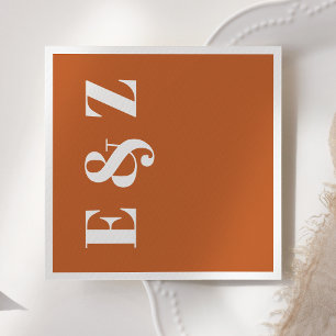Modern Bold Typography Burnt Orange Wedding Napkin