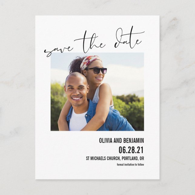 modern bold typography chic save the date postcard (Front)