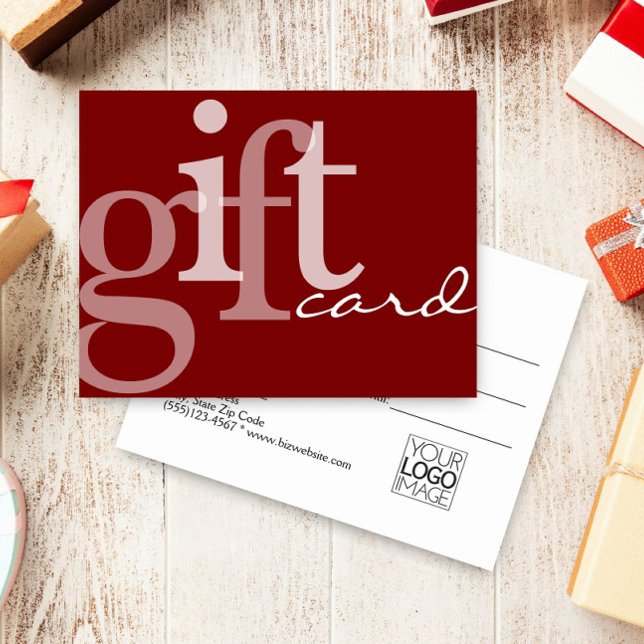 Modern Bold Typography Dark Red Add Logo Gift Card (Creator Uploaded)