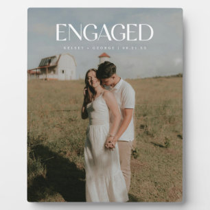 Modern Bold Typography Engagement Photo  Plaque