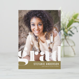 Modern Bold Typography Gold Photo Graduation Announcement