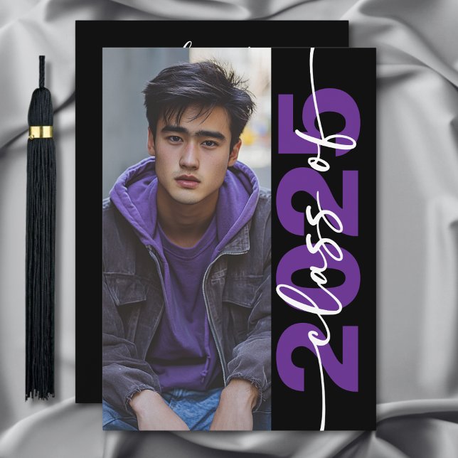 Modern Bold Typography Graduation Announcement (Modern Photo Script Graduation Announcement)