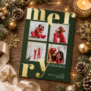 Modern Bold Typography Green Photo Christmas