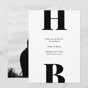 Modern Bold Typography Monogram Photo Save The Date