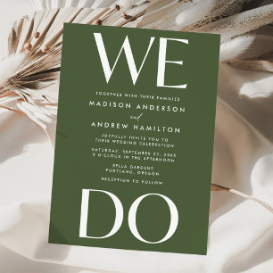 Modern Bold Typography Olive Green We Do Wedding Invitation