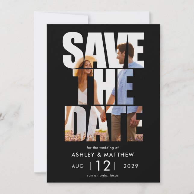 Modern Bold Typography Photo Wedding Save The Date (Front)