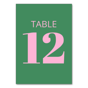 Modern Bold Typography Pink Green Bat Mitzvah Table Number