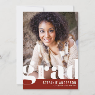 Modern Bold Typography Red Photo Graduation Announcement
