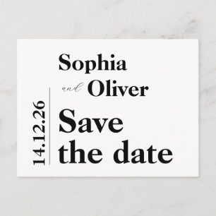 Modern bold typography save the date postcard