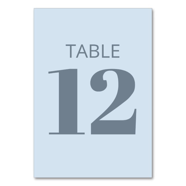 Modern Bold Typography Soft Blue Bat Mitzvah Table Number (Front)