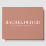 Modern Bold Typography Terracotta Pink Bat Mitzvah Guest Book<br><div class="desc">Personalised Modern Bold Typography Terracotta Pink Bat Mitzvah Guest Book</div>