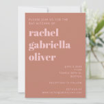 Modern Bold Typography Terracotta Pink Bat Mitzvah Invitation<br><div class="desc">Modern Bold Typography Terracotta and Pink Bat Mitzvah Invitation</div>