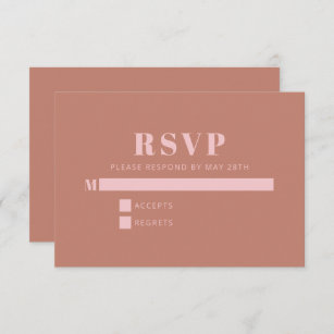 Modern Bold Typography Terracotta Pink Wedding  RSVP Card
