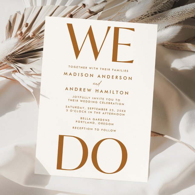 Modern Bold Typography Terracotta We Do Wedding Invitation (Creator Uploaded)