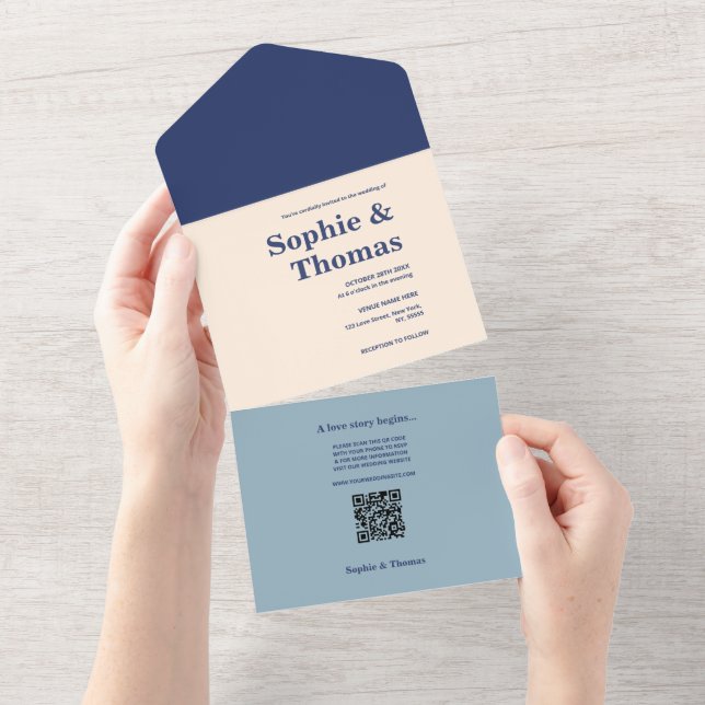 Modern Bold Typography Wedding  All In One Invitation (Tearaway)