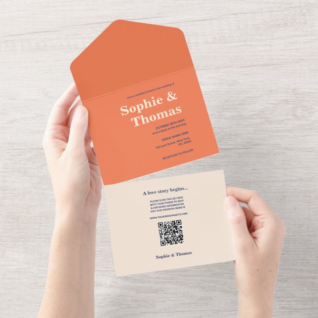 Modern Bold Typography Wedding  All In One Invitation (Tearaway)