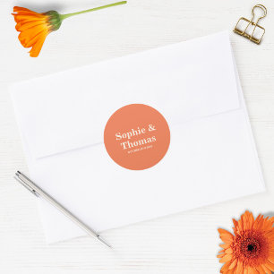 Modern Bold Typography Wedding Apricot Orange Classic Round Sticker