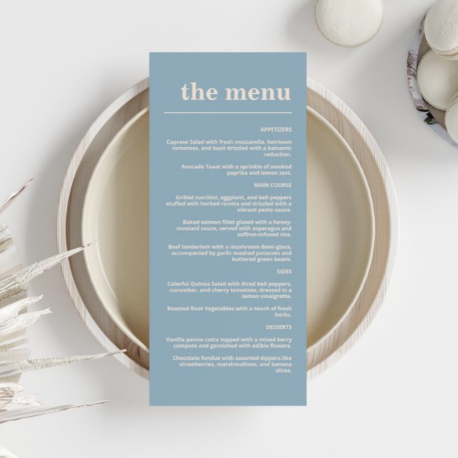 Modern Bold Typography Wedding Dusty Blue Navy Menu (Creator Uploaded)