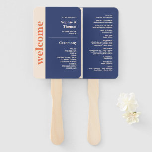 Modern Bold Typography Wedding Program Hand Fan