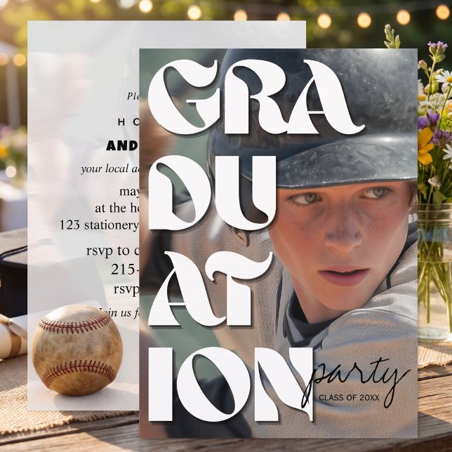 Modern bold urban typography grad party graduate invitation (Creator Uploaded)