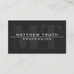 Modern Bold Very Dark Grey White Text Business Card