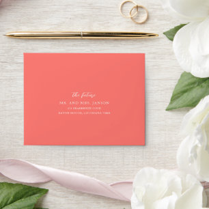 Modern Bold Vibrant Coral Simple RSVP Wedding Envelope