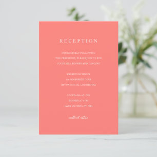 Modern Bold Vibrant Coral Simple Wedding Enclosure Card