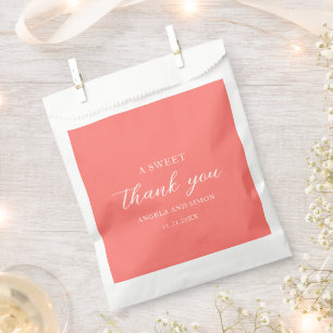 Modern Bold Vibrant Coral Simple Wedding Favour Bags