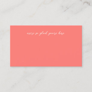 Modern Bold Vibrant Coral Simple Wedding Place Card