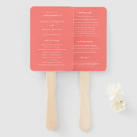 Modern Bold Vibrant Coral Simple Wedding Program