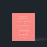 Modern Bold Vibrant Coral Wedding Invitation<br><div class="desc">This design is part of a bold and vibrant coral wedding invitation suite featuring elegant typography and a clean, modern layout. The rich coral hue creates a warm, eye-catching statement while maintaining a refined and timeless feel. Perfect for couples seeking a fresh, contemporary design with a lively yet sophisticated colour...</div>