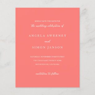 Modern Bold Vibrant Coral Wedding Save the Date Flyer