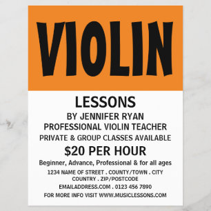Modern Bold, Violin Lessons Advertising Flyer