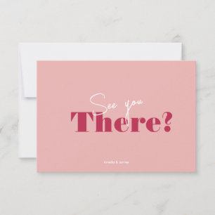 Modern bold Viva Magenta Minimalist Wedding RSVP Card