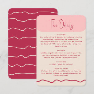 Modern Bold Wavy Frame Magenta Pink Wedding Enclosure Card