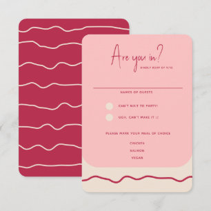 Modern Bold Wavy Frame Magenta Pink Wedding RSVP Card