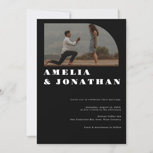 Modern Bold Wedding | Boho Arch Photo Invitation (Front)