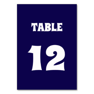 Modern Bold Whimsical Font Dark Blue Table Number